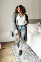 One Of The Girls Cardi Charcoal