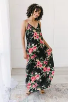 Stuck With Me Floral Maxi Black