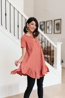 Sweet Breeze Tunic Dress Rust