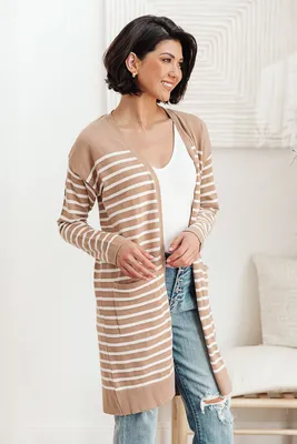 Swift Stripes Pocket Cardigan Taupe