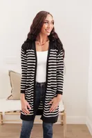 Swift Stripes Pocket Cardigan Black & White