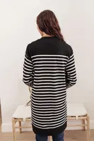 Swift Stripes Pocket Cardigan Black & White