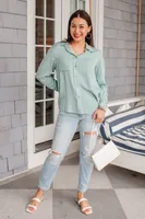 Unwavering Confidence Blouse Light Blue