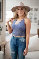 Wild And Free Crop Top Dusty Blue