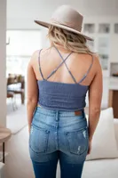 Wild And Free Crop Top Dusty Blue