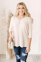 Willow Waffle Knit Top Beige