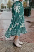 Zoe Floral Midi Skirt Hunter Green