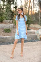 Abby Perfect V-Neck Striped Dress Chambray