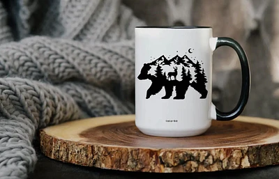 Bear Deer Wilderness Silhouette Mug