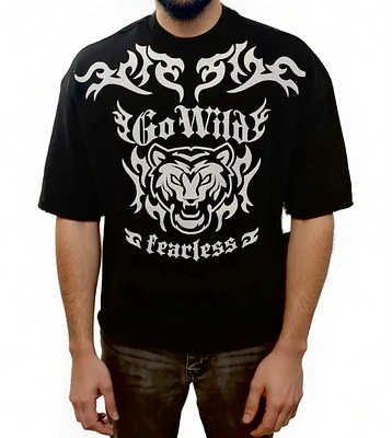 Publik 'Go Wild" Premium Heavy Weight Cropped T-Shirt (Jet Black) KF2509