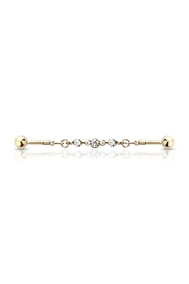 PREMIUM Bezel-Set Crystal Chain Industrial Barbell 14g