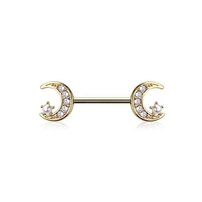 Crystal Moon Nipple Ring 14g