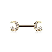 Crystal Moon Nipple Ring 14g