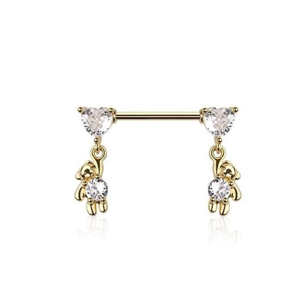 Bear Dangle Nipple Ring 14g