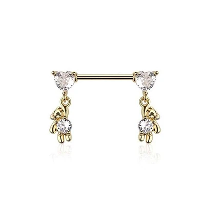 Bear Dangle Nipple Ring 14g
