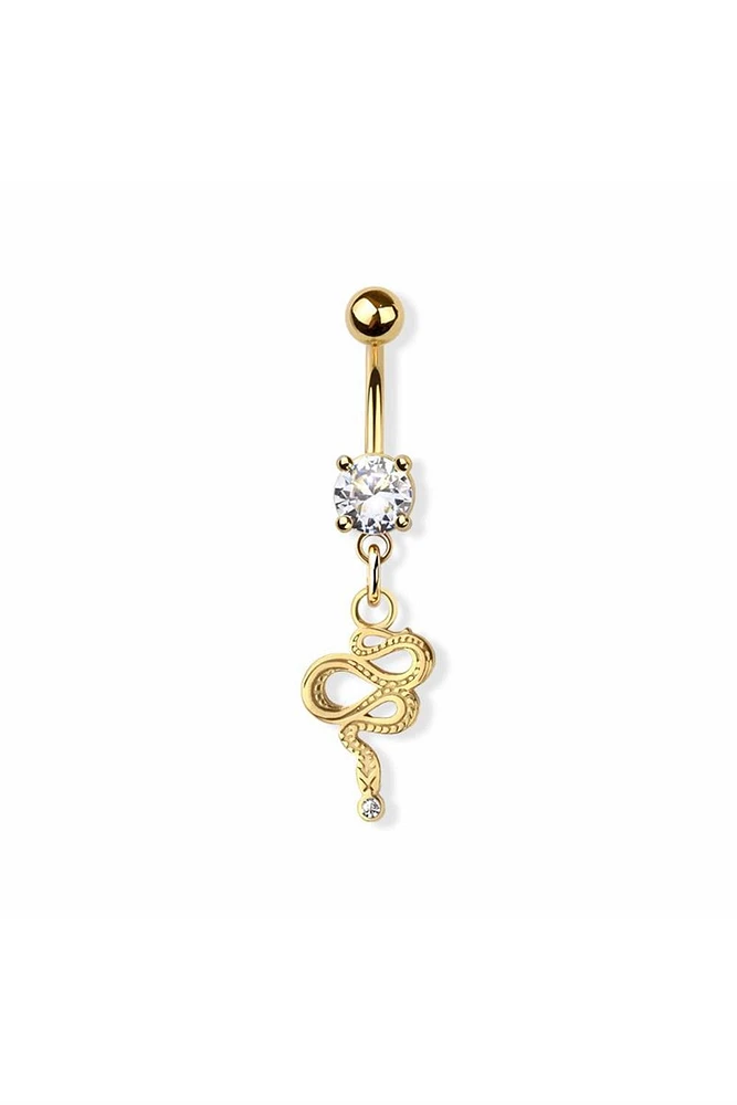 PREMIUM Claw-Set Crystal Snake Navel Dangle 14g