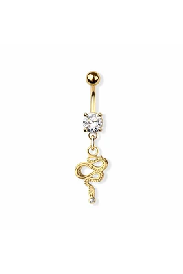 PREMIUM Claw-Set Crystal Snake Navel Dangle 14g
