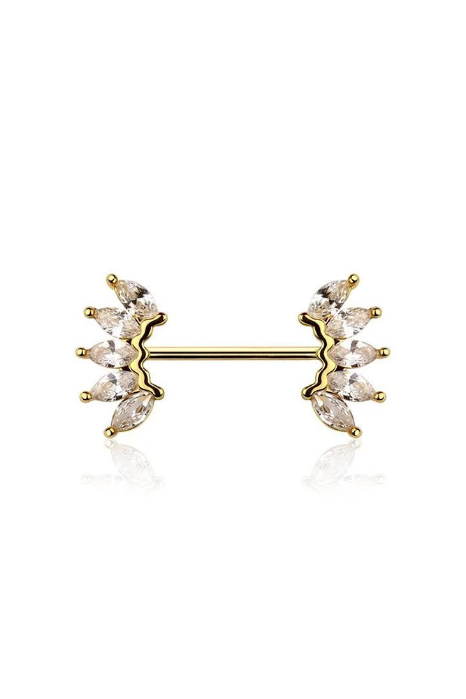 Crown Wave Nipple Barbell 14g