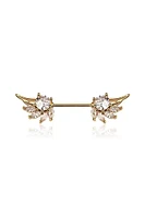 Embellished Crystal Angel Wings Nipple Barbell 14g