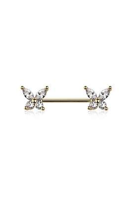 Pointed Wing Butterfly Nipple Barbell 14g