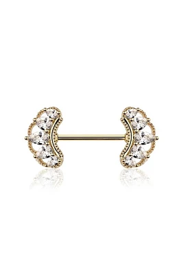 Luxury Royal Puff Crown Nipple Barbell 14g
