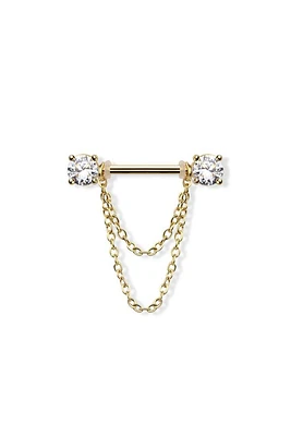 Chained Round Crystal Nipple Barbell 14g