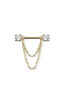 Chained Round Crystal Nipple Barbell 14g