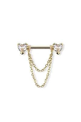 Chained Heart Crystal Nipple Barbell 14g