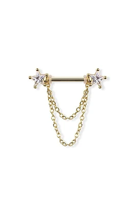 Chained Star Crystal Nipple Barbell 14g