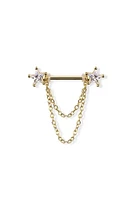 Chained Star Crystal Nipple Barbell 14g