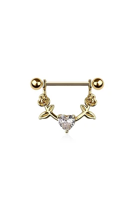 Hearts N' Roses Crystal Nipple Shield 14g