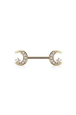 Moon And Stars Nipple Barbell 14g