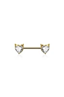 Kitty Heart Crystal Nipple Barbell 14g