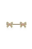 Little Bows Crystal Nipple Barbell 14g