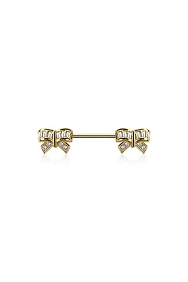 Crystal Channel-Set Bows Nipple Barbell 14g