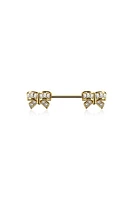Crystal Channel-Set Bows Nipple Barbell 14g