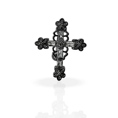 Sparkling Cross Flower Inverted Navel Barbell 14g