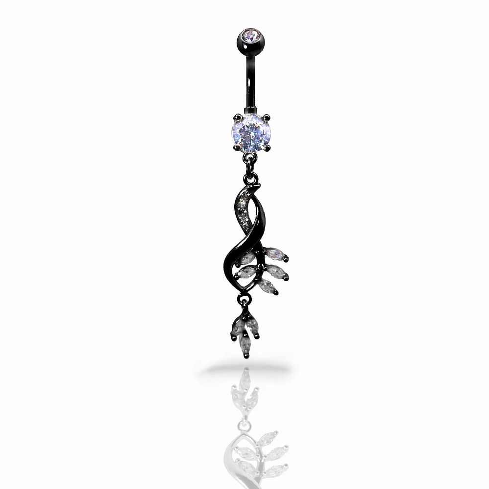 Sparkle Tree Leaf Navel Dangle 14g