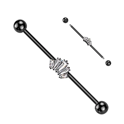PREMIUM Curved Baguette-Cut Industrial Barbell 14g