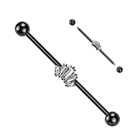 PREMIUM Curved Baguette-Cut Industrial Barbell 14g