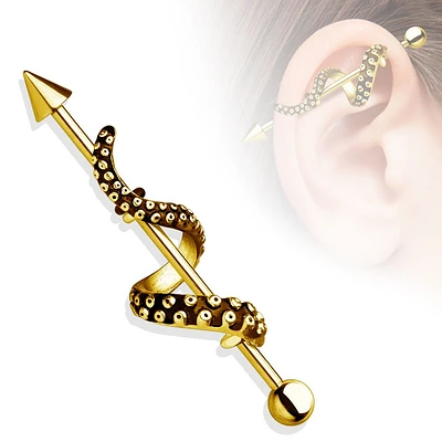 PREMIUM Coiled Tentacle Industrial Barbell 14g