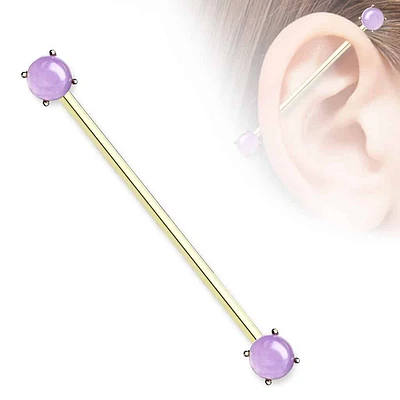 PREMIUM Claw-Set Amethyst Industrial Barbell 14g
