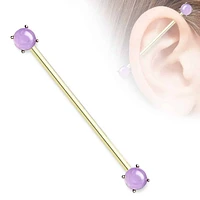 PREMIUM Claw-Set Amethyst Industrial Barbell 14g