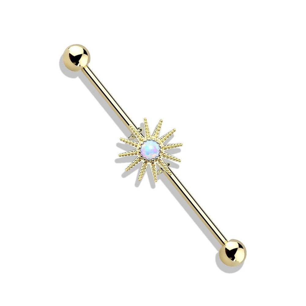 PREMIUM Opal Sun Industrial Barbell 14g