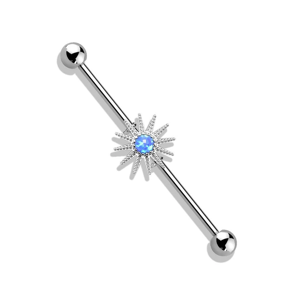 PREMIUM Opal Sun Industrial Barbell 14g