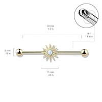 PREMIUM Opal Sun Industrial Barbell 14g