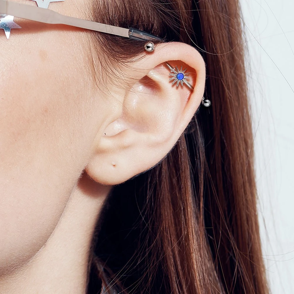 PREMIUM Opal Sun Industrial Barbell 14g