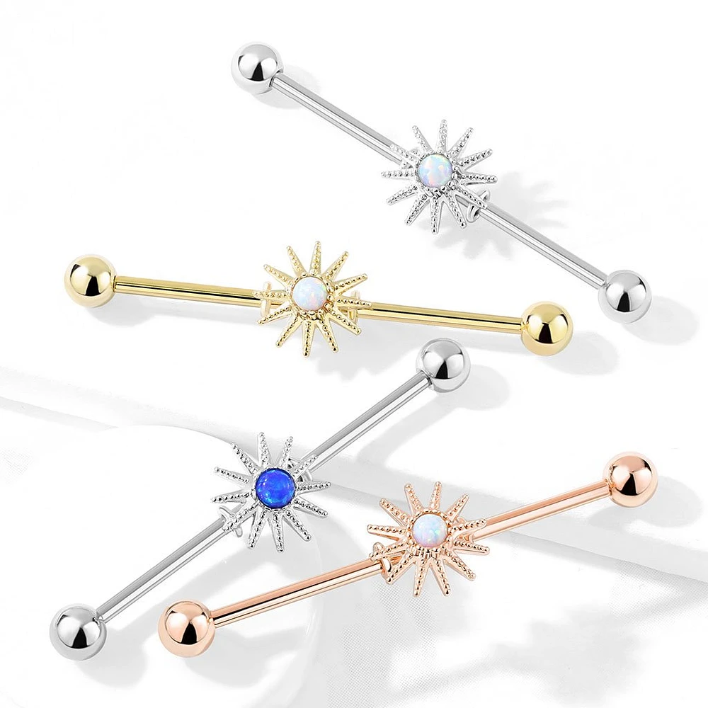PREMIUM Opal Sun Industrial Barbell 14g