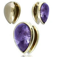 Brass and Amethyst Pointed Ear Weights 5/8"