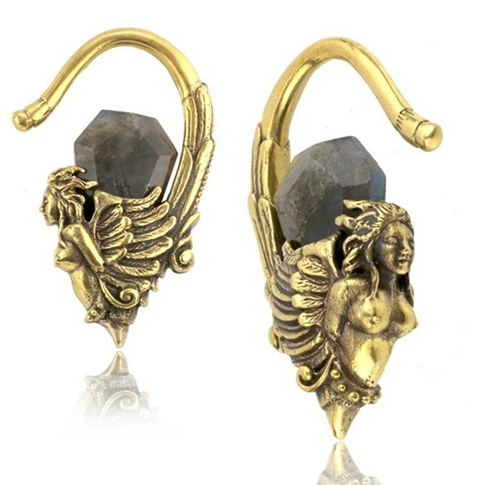 Brass and Labradorite Ear Weights 8g